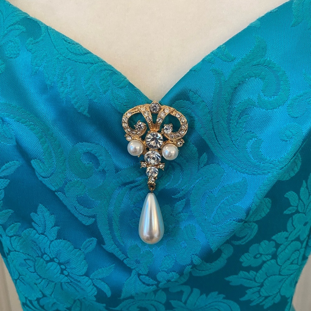 Scott McClintock Womens 1980s vintage Teal Formal Dress - Picture 7 of 9